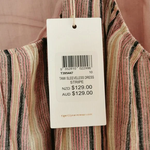 TIGERLILY Tami Cotton Stripe Ruffle Mini Slip Dress NWT RRP$129 - Picture 10 of 11